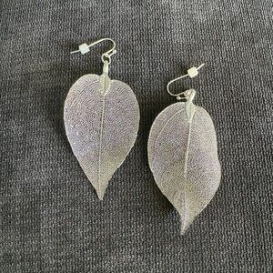 mark brand Silver Leaf Dangle Earrings